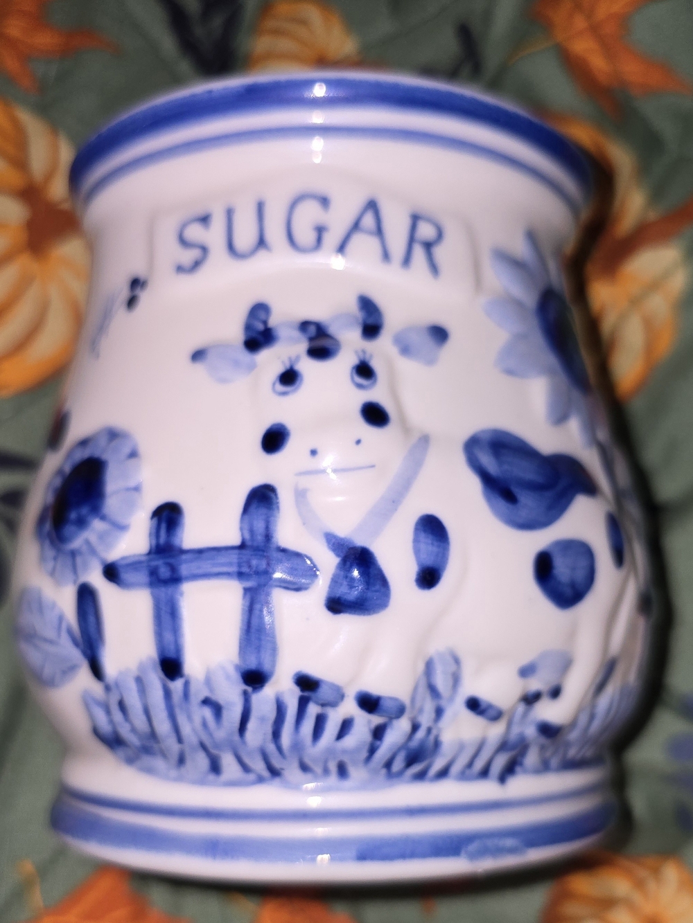 Hand-Painted Blue and White Ceramic Sugar Jar - Classic Kitchen Accent